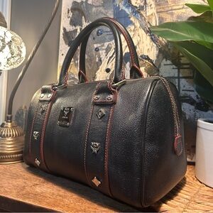 MCM Black Pebble Leather & Red Stitching Boston Doctor’s Bag